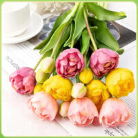 [Laa] 1 Bó Hoa Nhân Tạo Mô Phỏng Không Mòn PVC Sống Động Hoa Tulip Giả Trang Trí Đồ Gia Dụng