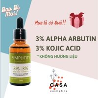 [LAB ẤN ĐỘ-SIMPLICITY] Serum trắng da mờ thâm nám 3% Alpha Arbutin 3% Kojic Acid