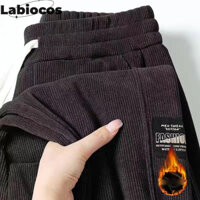 Labiocos Dichuangzhe Lông Cừu Lót Dày Theo Dõi Quần Nam Thắt Lưng Đến Mắt Cá Chân Rời Quần Thường Ngày