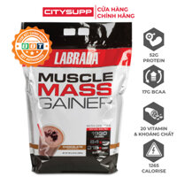 Labrada Muscle Mass Gainer 5.4Kg, Sữa Hỗ Trợ Tăng Cân & Cơ Nạc, Bổ Sung 1265 Calo, 52g Protein, 17g BCAA & 20 Loại Vitamin Khoáng Chất - Chocolate