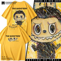 Labububu Original Graffiti Hợp Thời Trang Áo Thun High Street Mỹ Retro Hoạt Hình Nam Nữ Tay Ngắn Rời 108