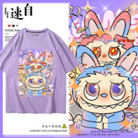 Labububu Original Graffiti Hợp Thời Trang Áo Thun High Street Mỹ Retro Đa Năng Thường Ngày Mùa Hè Quần Áo Ngắn Tay 103