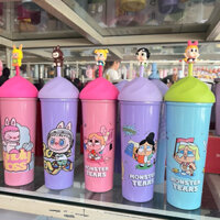 Labubupu Sippy Cup Ly giữ nhiệt dáng cao dung tích 750ml chất liệu inon 304 kèm ống hút va nút bịt đầu ống hút