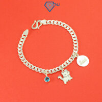 Lắc bạc cho bé gái đính đá hình mèo tiểu thư xinh xắn khắc tên LTT0142 - Trang Sức TNJ