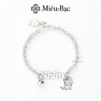 Lắc bạc cho bé gái trai sơ sinh khắc tên theo yêu cầu Miêu Bạc vòng tay bạc trẻ em làm quà tặng thôi nôi L400433