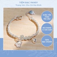 Lắc bạc cho bé gái trai sơ sinh khắc tên đeo tay, chân đều được