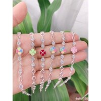 Lắc bạc cho bé gái xinh xắn cỏ 4 lá các màu
