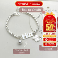 Lắc bạc cho bé trai, bé gái khắc tên theo yêu cầu Bảo Tín Thanh Thủy, lắc bạc ta nguyên chất chuẩn, kích thước 13-20cm