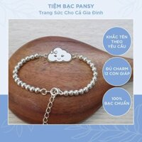 Lắc bạc hình đám mây dễ thương khắc tên cho bé PANSY - Vòng bạc ta đeo tay, chân trẻ em