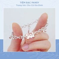 Lắc bạc khắc tên cho bé gái, trai dạng dây móc xích đôi xinh xắn - Vòng trẻ em đeo tay, chân bằng bạc ta cao cấp