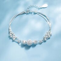 Lắc Bạc S925 Charm Bi - Vòng Tay Bạc Nữ Charm Bi 3 Lớp Dễ Thương
