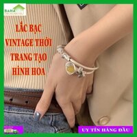 LẮC BẠC VINTAGE trang điểm tạo thế HOA "BAHAMAR"  bạc thuần chất Vintage Handmade 925, vòng đeo tay phong thái thời tran