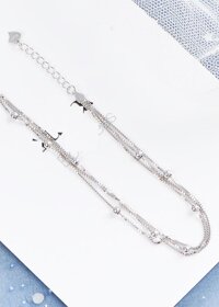 Lắc Chân Bạc Nữ cao cấp dây ba Cá Tính LCBN191  Tặng hộp đựng lắc  Tặng khăn lau bạc