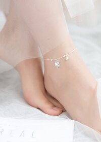Lắc chân bạc nữ cao cấp mèo cá tính LCBN126  tặng khăn lau bạc