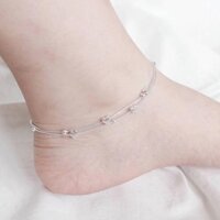 Lắc chân bạc nữ dây kép dễ thương mix sao nhỏ cá tính