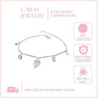 Lắc chân bạc nữ đính đá CZ hình cỏ 4 lá Mildred CARAS JEWELRY BẠC 925