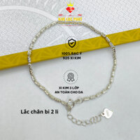Lắc chân bạc nữ, Lắc bi trụ 2li và bi cana bạc ý 925 xi bạch kim, Vòng chân xi vàng trắng đẹp - KIMLOCPHAT