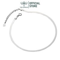 Lắc chân bạc nữ TLEE, vòng chân sợi mì dẹt bản rộng cá tính TLEE JEWELRY LC0130
