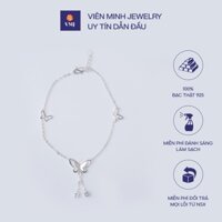 Lắc chân bạc nữ VMJ, vòng chân bạc 925, lắc chân bạc cánh bướm gắn đá nhỏ xinh xắn - VMJ162