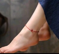 Lắc chân may mắn gắn hạt đá phong thủy thiên nhiên xinh xắn - mẫu 1