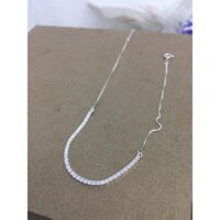 Lắc chân sợi nhuyễn dải đá bi trắng sáng bạc thật NGỌC MẬU