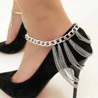 Lắc chân vòng chân titan xích nhiều lớp phụ kiện cho giày cao gót siêu sang chảnh ấn tượng hot girl - Bạc