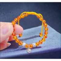 lắc hổ phách tự nhiên mix bi và chuông bạc nguyên chất cho bé yêu