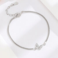 Lắc tay bạc 925 đính đá hình cánh bướm, vòng đeo tay bạc đinh đá hình bươm bướm  ( Có kèm hộp đựng )