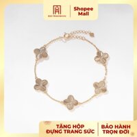 Lắc tay bạc 925 xi màu cao cấp Bảo Tín Mạnh Hải họa tiết cỏ 4 lá thiết kế phay sáng nổi bật BCLTB92KD0-308004