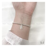 Lắc Tay Bạc, Bi Tròn Charm Cỏ 4 Lá, Four Leaf Bracelets, Xocu