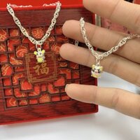 Lắc Tay Bạc Cho Bé, Vòng Bạc Ta S990 Cho Trẻ Sơ Sinh gắn Con Giáp Chuột Vàng _V03