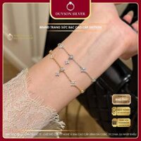 Lắc tay bạc cỏ 4 lá Duyson Silver, Vòng tay nữ bạc Ý charm cỏ 4 lá mạ vàng cao cấp phong cách Hàn Quốc [LTXK26]