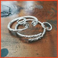 Lắc tay bạc Combo 1 Vòng Kim Cô Như Ý 1 Nhẫn Kim Cô Như Ý - HẮC-BẠCH Kim Cô-Thiết Bản bạc S925