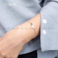 Lắc tay bạc đẹp nữ hình mèo dễ thương charm tròn đá cá tính
