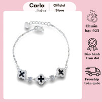 Lắc tay bạc đôi Carla mẫu cỏ bốn lá may mắn sơn đen LT07