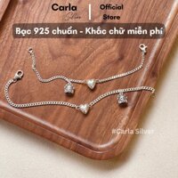 Lắc tay bạc đôi Carla mẫu tim phồng mix charm Mèo May mắn Maneki Neko LT04