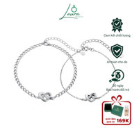 Lắc tay bạc đôi Laura Jewelry đeo nam nữ mặt tim đan chéo Vòng tay bạc đôi 925 cap cấp
