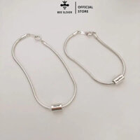 Lắc tay bạc đôi thiết kế dây mì điểm nhấn ống tròn basic, vòng tay đôi unisex khắc tên theo yêu cầu