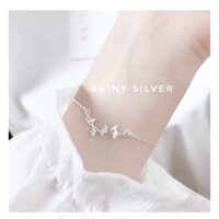 Lắc tay bạc Italy 925 Shiny Silver bạc trắng hoạ tiết nhánh lá LT06