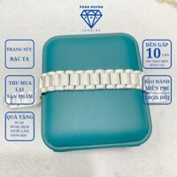 Lắc tay bạc nam dây đồng hồ kẻ xọc, vòng tay bạc 950 trang sức PHJ