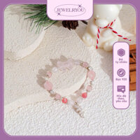 Lắc tay bạc nữ 925 Jewelryou ANGELINE charm đá shape nơ & tim mix charm bạc thiên thần - JEW 117