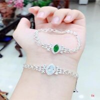 Lắc tay bạc nữ cá tính  ❤️FREESHIP❤️ Vòng tay bản to đính đá