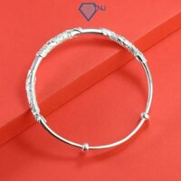 Lắc tay bạc nữ dạng kiềng họa tiết bông hoa điều chỉnh freesize LTN0407 - Trang Sức TNJ