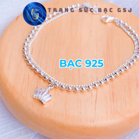 Lắc Tay Bạc Nữ Dây Đôi Đeo Charm Vương Miện Đính Đá Dài - GSJ - B4216001
