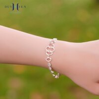 Lắc Tay Bạc Nữ Đính Đá Hình 3 Vòng Tròn Lồng Vào Nhau Sang Trọng Nổi Bật
