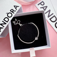 Lắc tay bạc nữ DUYANH SILVER full đá mặt chìa khoá trái tim dạng dây rút bạc thật