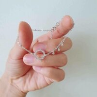 Lắc tay bạc nữ hình tròn đính đá