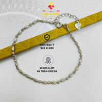 Lắc tay bạc nữ, Lắc bi cà na 2li bạc 925 xi bạch kim, Vòng tay bạc Ý xi vàng trắng đẹp - KIMLOCPHAT