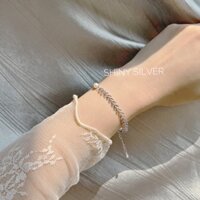 Lắc tay bạc nữ Shiny Silver dải lá lúa sáng trắng, vòng tay nàng thơ đẹp tự nhiên LT04