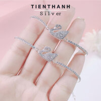 Lắc tay bạc nữ TIENTHANH SILVER lắc tay thiên nga cài đính đá bạc ta